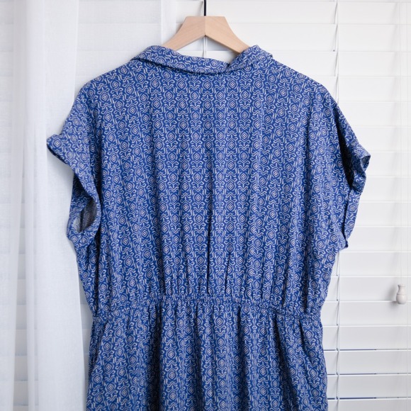 Lucky Brand Midi Shirt Dress‎ XL Blue Boho Cottagecore Prairie Pockets - Picture 6 of 10